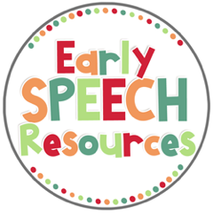 Early Speech Resources logo with a circle outline around the text and smaller coloured circles. Click to go to Early Speech Resources's website.